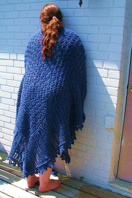 Pattern: Highland Triangle Shawl from the book Folk Shawls, by Cheryl Oberle Yarn: Briggs &amp; 