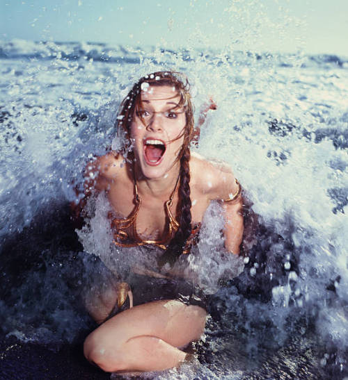 nkp1981:Carrie Fisher on Stinson Beach in Northern California with the cast of Star Wars. Photos by 