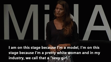 elegantly-tasteless:  exgynocraticgrrl:  Image is Powerful: Cameron Russell at TEDxMidAtlantic 2012  This was like the best ted talk i’ve ever seem 