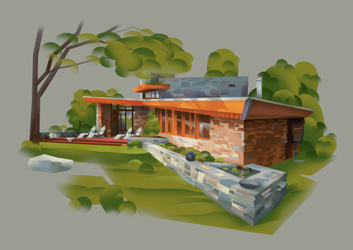 Artistic Illustrations Of Homes By Frank Lloyd Wright