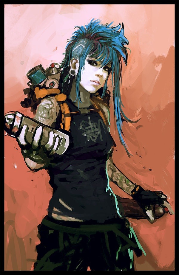 godtricksterloki:  velvetcyberpunk:  Street tagger wip by ~StandAlone-Complex on