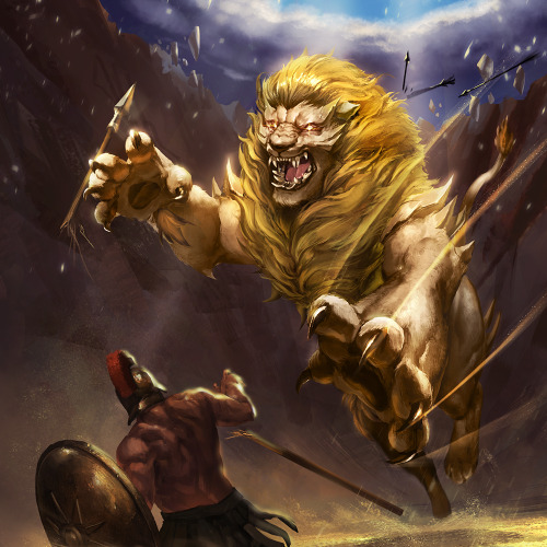 Nemean lion card art :3 Legends of Mythica