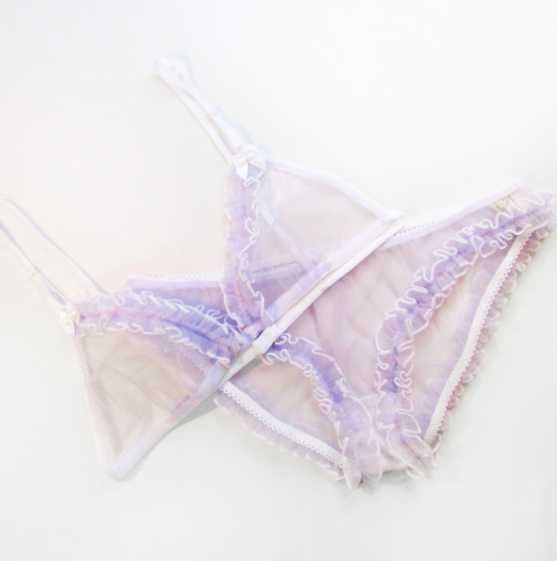 exclusivelyselectedlingerie:  angelafriedman:  New frilly lingerie by Angela Friedman!  Pictured: Sweet Tooth bralette and knickers (แ.50 and ฺ, handmade in the USA) in lilac nylon.  From our new diffusion line Fairytales - shop here!  <3  <3