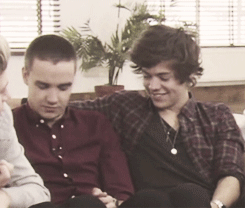 kindymaling:liam makes a dumb joke and harry laughs ♥‿♥