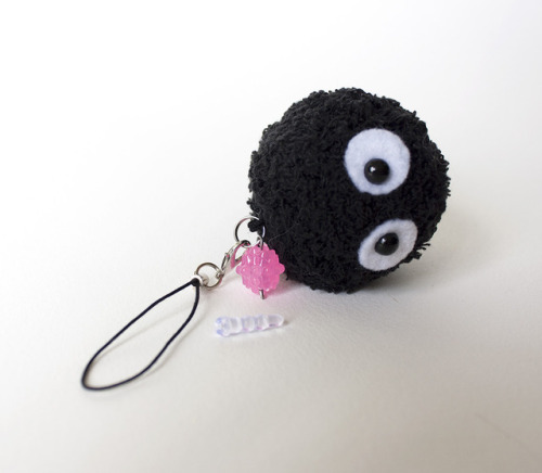 My Crochet Soot Sprites are now charms with their own little konpeito each! ヾ(*´∀｀