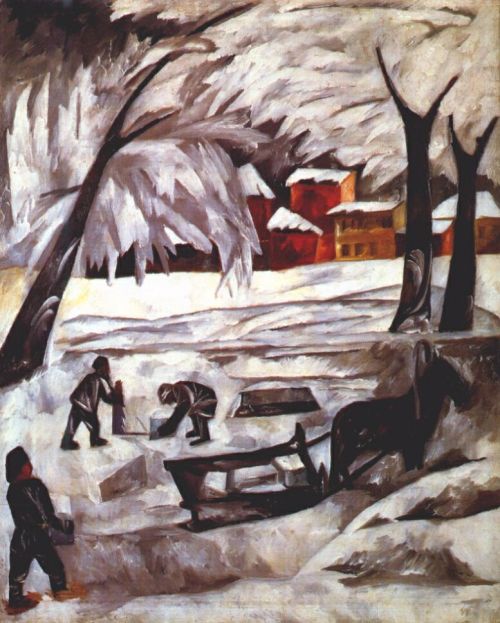 natalia-goncharova: The ice cutters, 1911, Natalia Goncharova