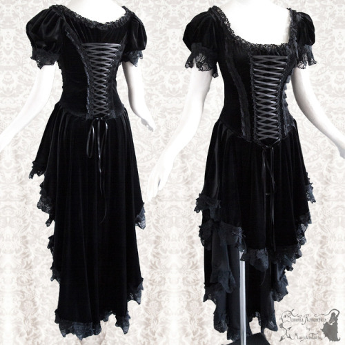  I somehow felt like making an oldskool goth victorian velour dress with satin ribbon lacing at back