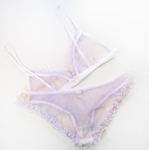exclusivelyselectedlingerie:  angelafriedman:  New frilly lingerie by Angela Friedman!  Pictured: Sweet Tooth bralette and knickers (แ.50 and ฺ, handmade in the USA) in lilac nylon.  From our new diffusion line Fairytales - shop here!  <3  <3