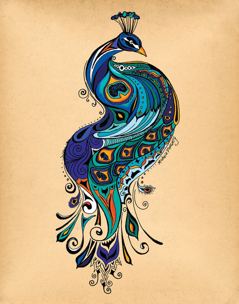 alwayslatefortea:  Peacock by Green Girl Canvas