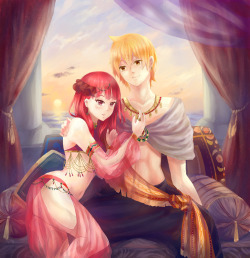 girlsbydaylight:  Alibaba x Morgiana by Teka on pixiv