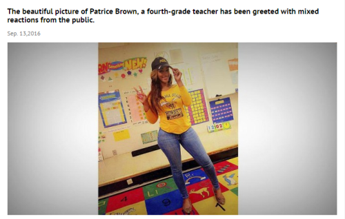 blackmattersus:    Black Female Teacher’s Outfit Stirs Social Media HullabalooThis picture of a teacher from Atlanta went viral a few moments after it was posted. Some people said she was beautiful, but others heavily critisized her outfit saying it