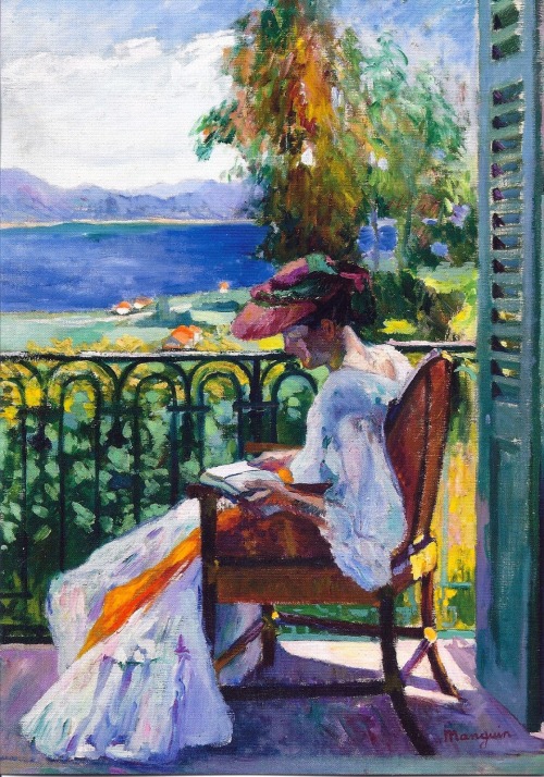 Jeanne sur le balcon de la villa Demière (1905). Henri Manguin (French, 1874-1949). Oil 