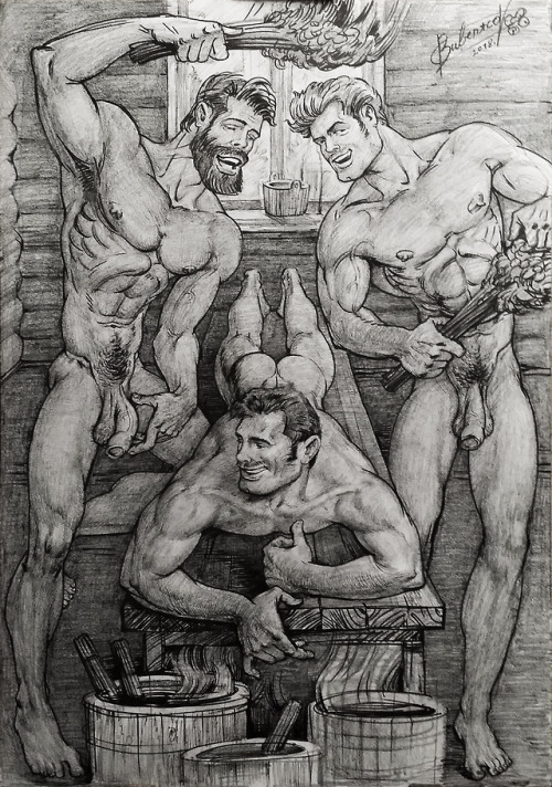 benisketch:drawings of the artist Bubentsov series “Russian bath”bubentcov.tumblr.com