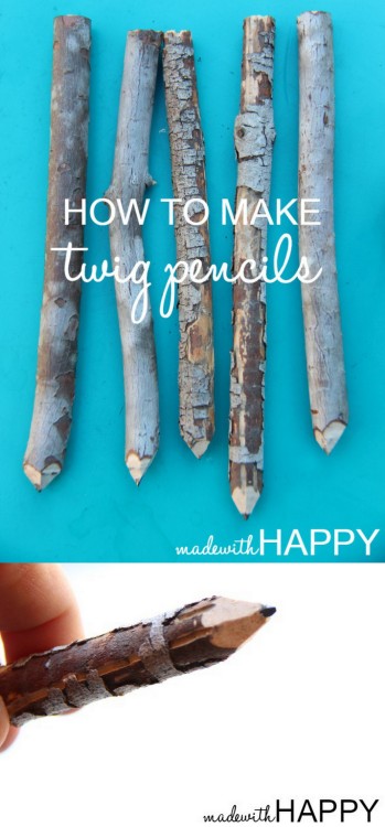 DIY Twig Pencil Tutorial from Made With Happy. I’ve seen these twig pencils all over - Anthropologie
