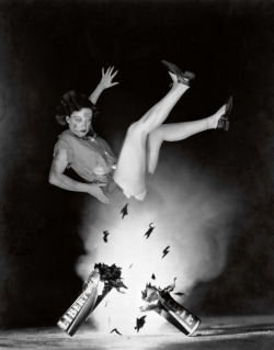 Joan Crawford being blown into the air by an exploding firecracker, 1927.