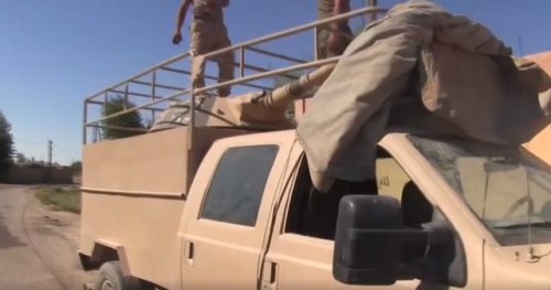 enrique262:  One of the infamous ISIS pickup trucks armed with BMP-1 turrets captured by the Syrian Arab Army in Hatla, north of Deir Ezzor.SourceSpecial thanks to byzantinefox for the link!