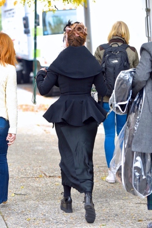 Helena Bonham Carter on set of ‘Ocean’s Eight’ in New York | 03/11/16.