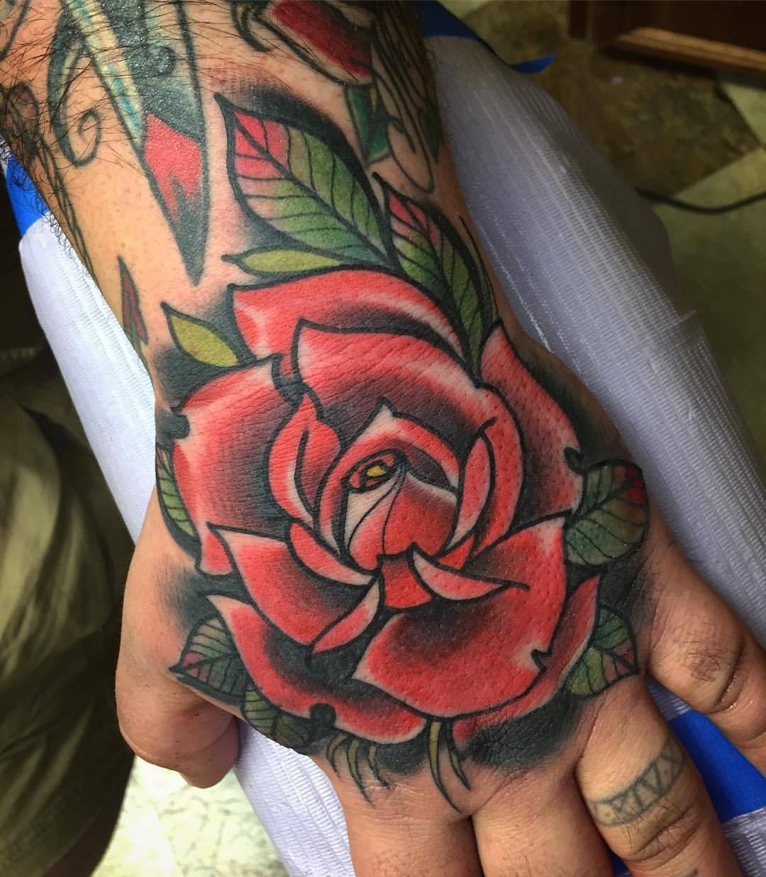 electrictattoos:  tattoosbyanya:Thanks for trusting me with your mitt, Dave! Super