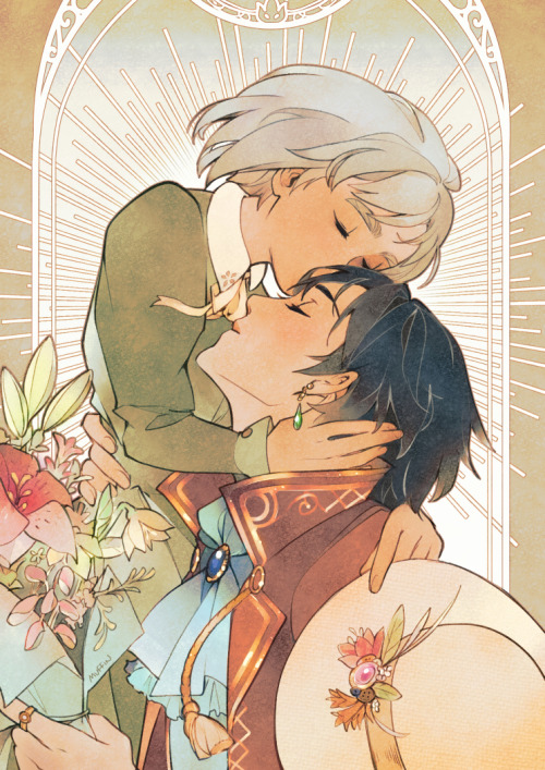 britishmuffin: Howl and Sophie &lt;3Timelapse video and lineart download will be available on pa