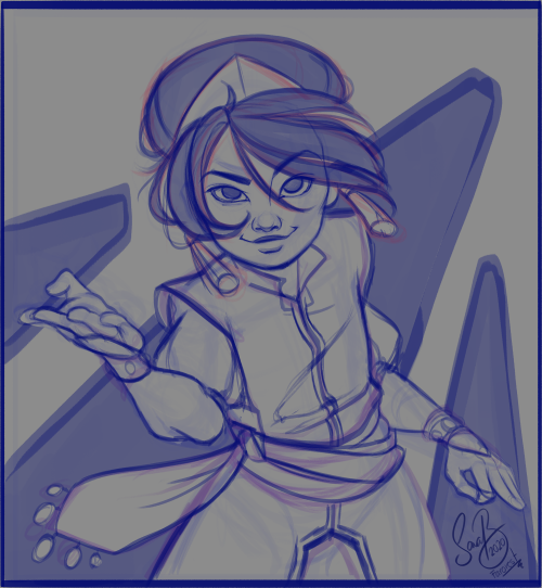 trans-suki: farorest-art: Toph Beifong sketch in-between commissions! [ID: a digital sketch of Toph 