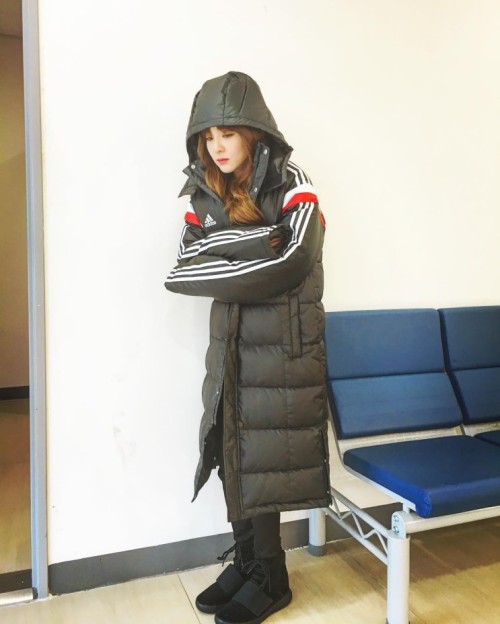Dara was wearing Adidas Condivo Long Down Jacket. The jacket is available here for $296 (₩349,000)