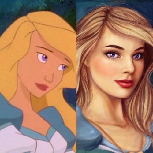 glimpenart:My Disney girls (and others )compared with the films!