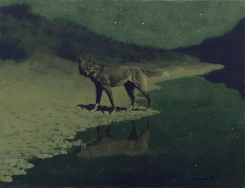 exitinsistexist: Frederic Remington (1861-1909), “Moonlight Wolf”