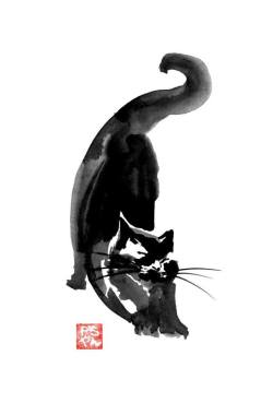 beifongkendo:Stretching Cat, by sumi-e artist