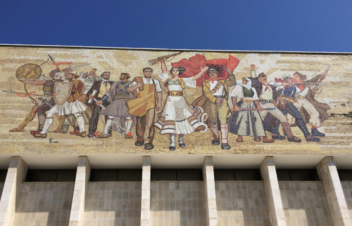 The Albanians mosaic above the National History Museum, Tirana