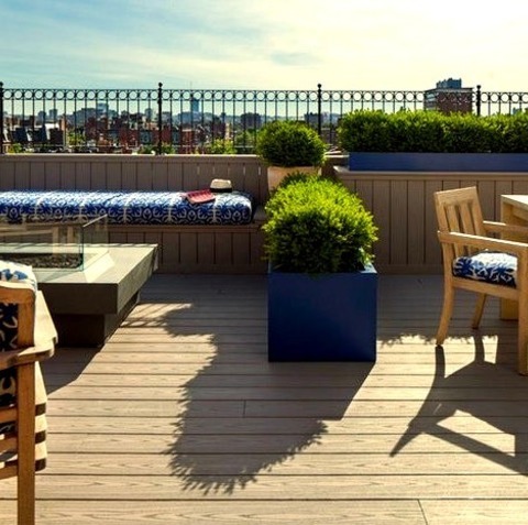 Contemporary DeckLarge Trendy Rooftop Deck Photo With No Cover