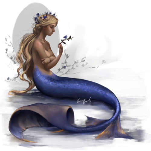 ladytedra:“mermaid with blue tail” by poppy4ever. Source: Deviantart.com