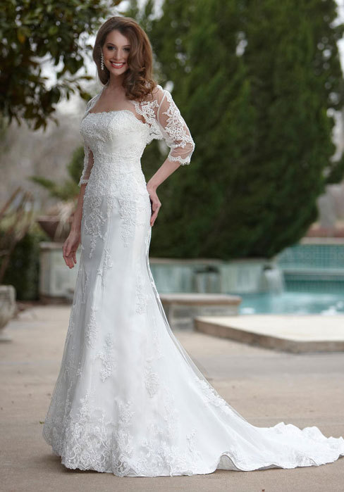 Chapel Lace Shawl Style Embroidery Wedding Dress