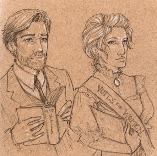 spectral-musette: A plethora of Obi-Wan/Satine historical AU portraits! (if I’m going to draw 