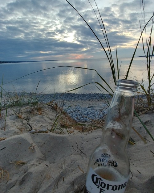 Sunset in Petoskey. It was a long day so my Corona came with me