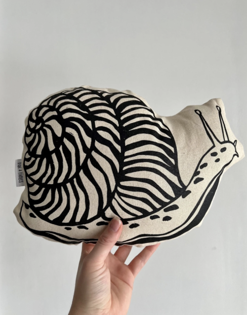 Block Printed Insect Mushroom Shaped Pillows | Linocut Art by FoxandFables