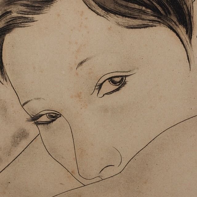 orwell:  Tsuguharu Foujita, Les Deux Amies (detail), 1930, etching