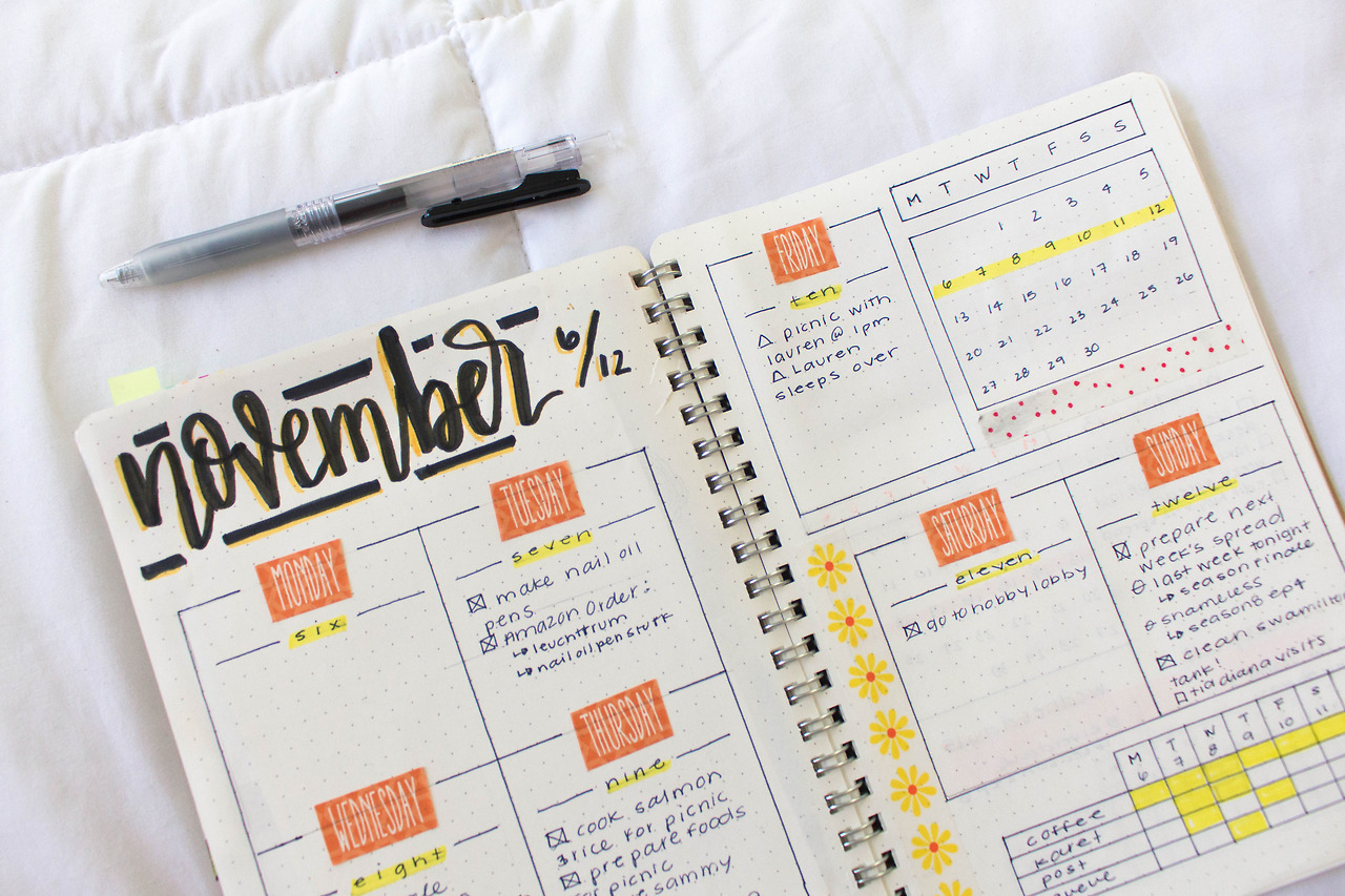 goldenotes:     →  gigi’s bujo - weekly spread  || november 6th - 12th      