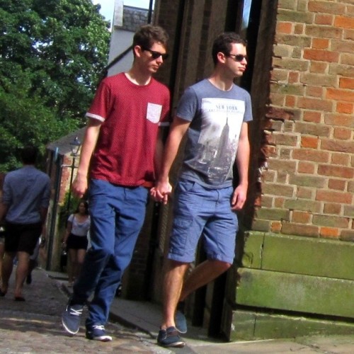 candidguysallover:  Gay couple holding hands in Durham!!! Awww… So sweeeeeet!! #candid #candidguys #candidguysallover #uk #durham #northeast #summer #gay #couple #men #boys #lads #students #holdinghands #street #sweet #cute 