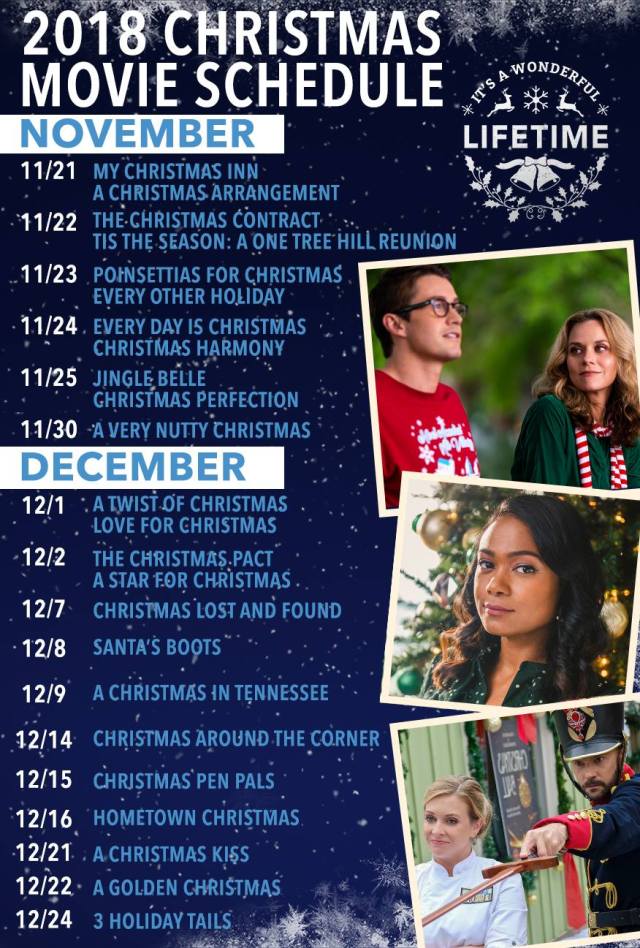 2018 Hallmark/Lifetime Christmas Movie Schedule