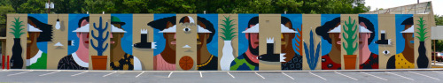 Italian street artist Agostino Iacurci recently teamed up with All City Canvas to support the children of Camp Best Friends summer program in Atlanta. In a workshop hosted by Iacurci, the children created imaginary portraits that were later put together