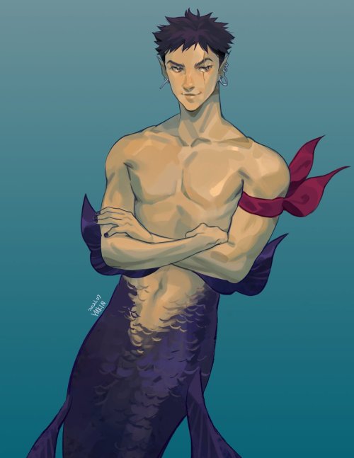 Another two Haikyuu commissions. The first one is Daichi being a merman, and pirate captain. The sec