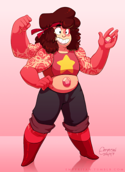 empyrisan:  Steven (Rose Quartz) + Ruby = Rhodonite! I have a lot of feelings about these two and their relationship, nevermind that I relate to Ruby the most out of the SU cast, and I wanted to try my hand at a fusion design! Plus, I wanted to escape