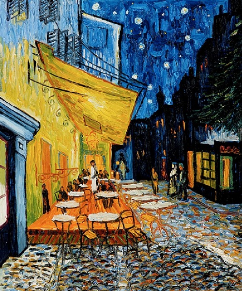 tulipanee: Terrazza del caffè la sera, Place du Forum, Arles by Vincent Van Gogh