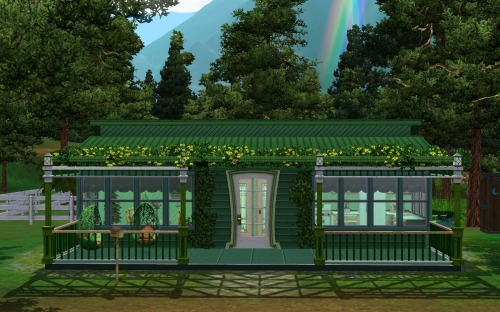 Green chalet by ihelenLot 30*30No CCDownload at ihelensims site