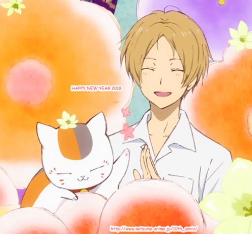 good7luck:Happy New Year 2018! with happy Natsume &amp; Nyanko-sensei and everyone ;w;