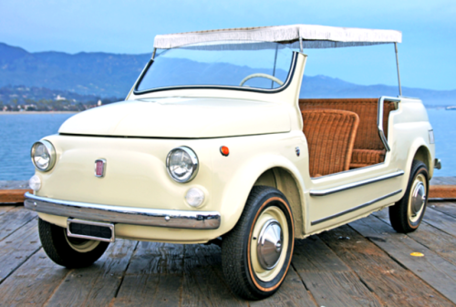 Fiat 500 Jolly, 1957, by Ghia. A beach-car version of the 500 was first shown by Ghia who were overw