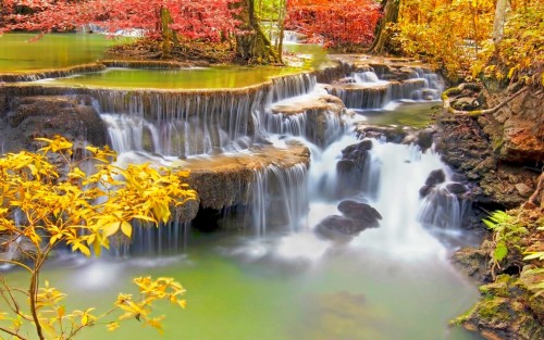 Stepped waterfall in tropical Thailand