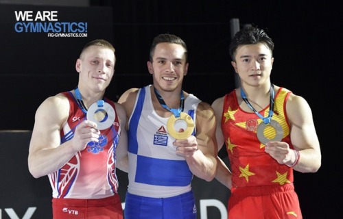 Men’s Still Rings:1. Eleftherios Petrounias2. Denis Abliazin3. Liu Yang