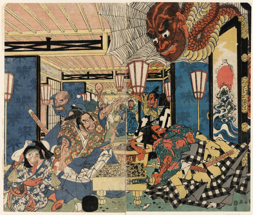 Utagawa Kuninaga (-1829), ‘Raikō Shitennō and the earth spider’, 1804Source