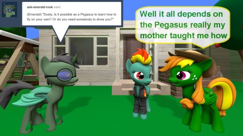 ask-the-out-buck-pony:Asked by @ask-emerald-rook / Derek-the-MetaGamerx3